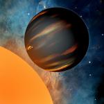 Exoplaneta HD 189733b na základě pozorování družicí Spitzer - kresba.