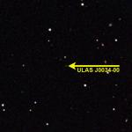 Poloha hnědého trpaslíka ULAS J0034-00 mezi hvězdami.