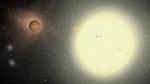 Exoplaneta TrES-4 v představě malíře.
