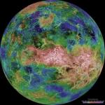 Topograficka mapa povrchu Venuše.