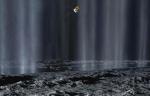 Gejzíry na Enceladu v představě malíře.