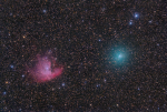 Kometa 103P Hartley v blízkosti mlhoviny Pacman (kometa je vpravo, mlhovina vlevo). Autor: Mgr. Martin Gembec, Jizerské hory