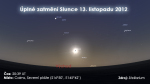 �pln� zatm�n� Slunce 13. listopadu 2012 v australsk�m Cairnsu. Zdroj: Stellarium.