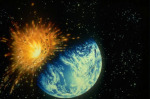Srážka Země s asteroidem - kresba