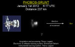 Snímek družice Phobos-Grunt vyfocený pozemským dalekohledem 1. ledna 2012. Autor: Terry Legault