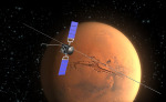 Evropská sonda Mars Express nad povrchem Marsu