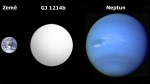 Porovnání velikostí Země, GJ1214b a Neptunu