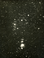 Orion, 21.11.1933, expozice 5 hod 40 min bez hodinového stroje, Zeiss Triplet 1:4.8, f=50 cm. Autor: J. Zeman