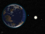 Umělecká představa exoplanety HD 40307 Autor: Planetary Habitability Laboratory 