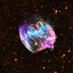 Pozůstatek po výbuchu supernovy W49B Autor: X-ray: NASA/CXC/MIT/L.Lopez et al.; Infrared: Palomar; Radio: NSF/NRAO/VLA