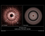 Protoplanetární disk u hvězdy TW Hydrae Autor: NASA, ESA, J. Debes (STScI)