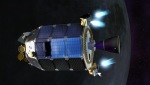 Animace zážehu manévrovacích motorků sondy LADEE nad Měsícem Autor: Spaceflightnow.com
