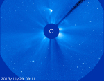 Zbytky komety ISON stále přežívají. Autor: SOHO, NASA/ESA.