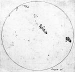 Kresby slunečních skvrn. Autor: Galileo Galilei.
