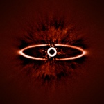 prachový disk kolem hvězdy HR 4796A pořízený přístrojem SPHERE - eso1417 Autor: ESO/J.-L. Beuzit et al./SPHERE Consortium