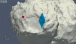Předpokládané místo přistání Philae modrá oblast Autor: ESA