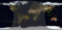 Autor: Spaceflight101.com - Mapa pohybu stanice Tiangong 1 během 6hodinového zánikového okna v noci na pondělí. Ve žlutém kolečku je poloha stanice v nejpravděpodobnějším čase zkázy, v 02:47 SELČ 2. dubna.