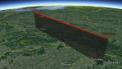 Autor: Jakub Koukal - Obr. 9: 3D projekce dráhy bolidu 20170614_200709 v atmosféře Země (zdroj mapového podkladu: Google Earth, Google Inc.).