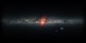 Autor: Danny Horta-Darrington (Liverpool John Moores University), ESA/Gaia, and the SDSS - Pohled ze Země na střed Mléčné dráhy s vyznačenou polohou fosilní galaxie Heracles