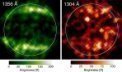 Autor: NASA, ESA, Lorenz Roth (KTH) - První snímky Ganymeda v oboru UV záření na různé vlnové délce, které odhalily zvláštní struktury v emisi atmosféry