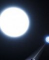 Autor: ESO/L. Calçada - Opavští fyzikové se zaměřili na neutronové hvězdy (na snímku vpravo se energetickými výtrysky), které koexistují v páru s jinými hvězdami. Umělecká představa.