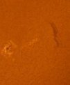 Autor: Martin Gembec/iQLANDIA - Aktivní oblast se skvrnami, tmavý filament a protuberence na okraji Slunce 16. 8. 2022