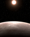 Autor: NASA - Umělecká představa exoplanety velikosti Země obíhající kolem červeného trpaslíka