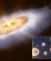 Autor: ESO/L. Calçada - Voda v protoplanetárním disku kolem hvězdy V883 Orionis (ilustrace)