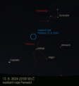 Autor: Stellarium / Jan Veselý - Poloha radiantu roje Perseid 12. srpna 2024 ve 22 hodin SELČ.