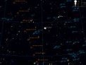Autor: Martin Mašek - Orientační mapka k planetce 2014 JO25 pro noc z 19. na 20. 4. 2017, časové značky jsou po jedné hodině ve světovém čase (UT). Mapka byla vygenerována v PC planetáriu Guide9.