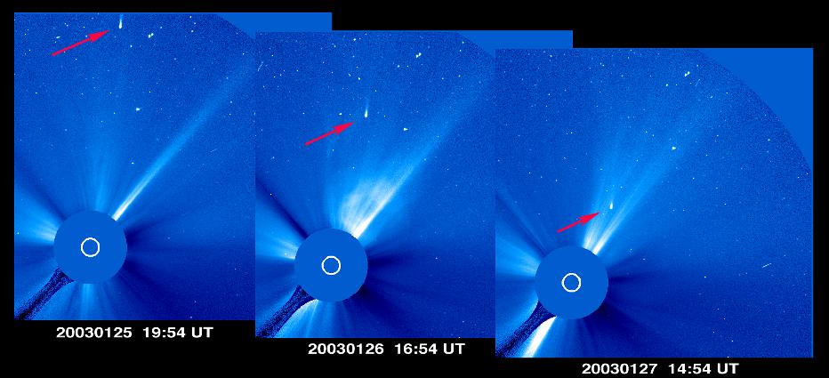 C 2002 X5 (Kudo-Fujikawa) na snímku sondy SOHO