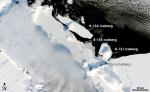 Antarktida, ledovec - nejvitší plovoucí tileso na Zemi (prosinec 2004)