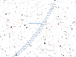 Vyhledávací mapka komety Boattini v červenci