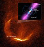 Gama pulsar a zbytek po supernově CTA 1, Credit: NASA/S. Pineault, DRAO