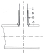Obr. 6 Tubus okuláru a trubička jeho výtahu. A) tubus přístroje, B) objímka okulárového výtahu, C) trubička okulárového výtahu, D) šroub pro upevnění trubičky výtahu.