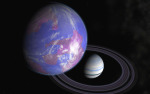Exoplaneta s měsícem v představě malíře