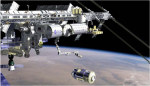 Přílet HTV k ISS v představě malíře