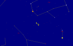 Měsíc a Mars 12. října 2009 ve 2 hodiny ráno.