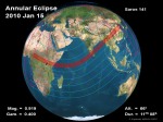 Mapa pásu annularity. Zdroj: NASA, Fred Espenak.