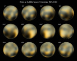 Série snímků Pluta, pořízená kamerou na palubě HST