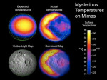 Teplotní mapa měsíce Mimas