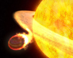 Hvězda pojídá materiál z exoplanety WASP-12b