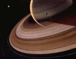 Voyager 2 míjí Saturn. Kresba: Don Davis, NASA.
