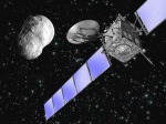 Průlet sondy Rosetta kolem planetky Steins - kresba.