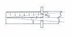 Geometrický princip měření úhlů úhloměrným pravítkem: m) šířka použitého vizíru, d) vzdálenost od oka k vizíru (cm), α – naměřený úhel