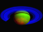 Planeta Saturn v nepravých barvách