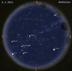 Mapa oblohy pro 1. týden 2011, zdroj: Stellarium