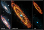 Galaxie M 31 v oboru IR záření a v oboru záření X společně se složenými snímky
