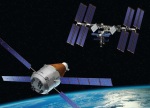 Nové ARV přilétá k ISS v představě malíře. Autor: ESA