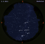 Mapa oblohy pro 9. týden 2011, zdroj: Stellarium